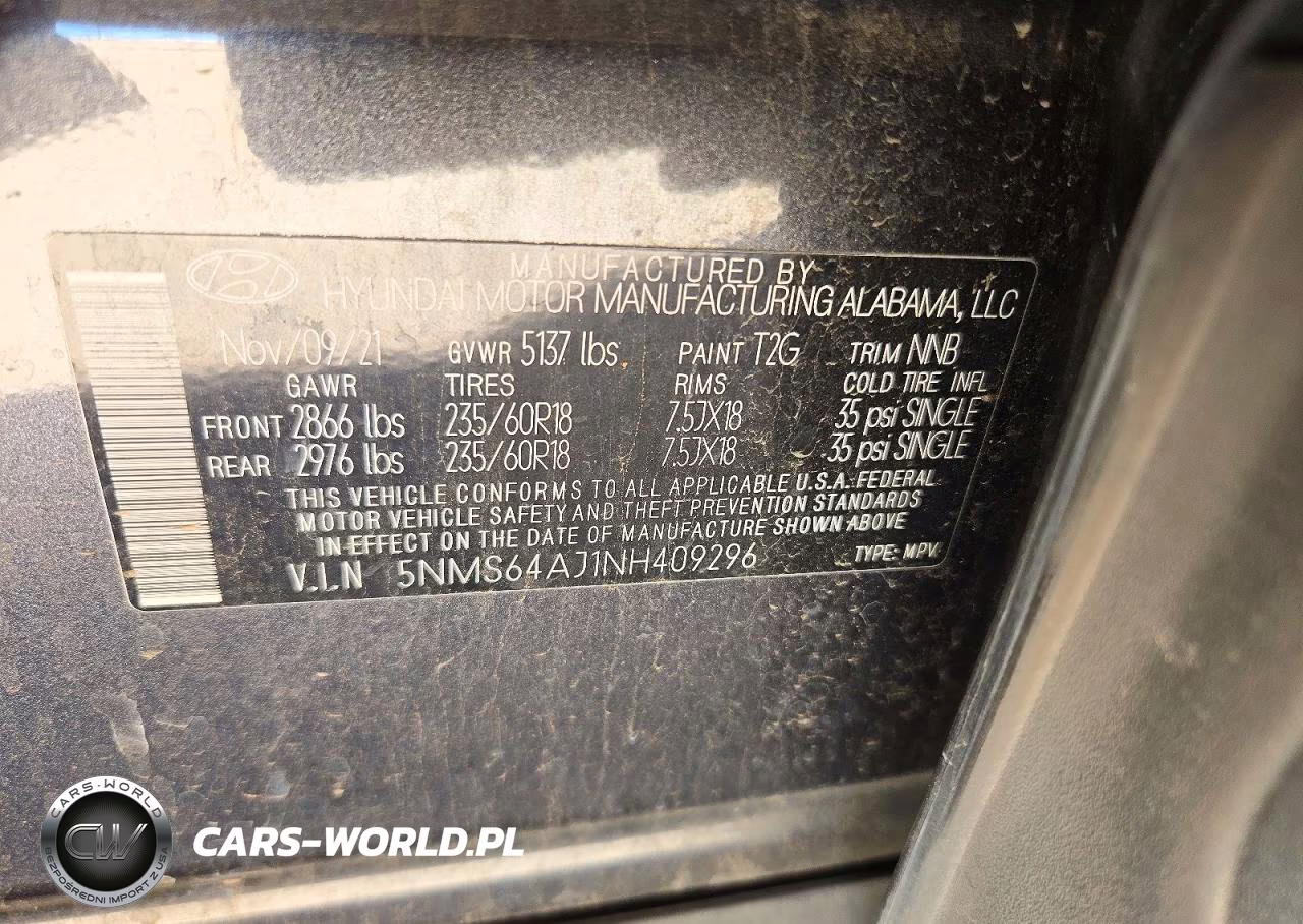 2022 Hyundai Santa Fe Xrt VIN:5NMS64AJ1NH409296 - 14