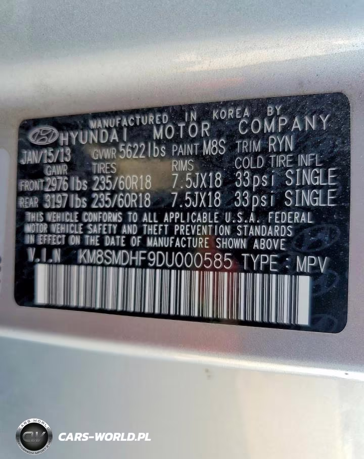 2013 Hyundai Santa Fe Gls VIN:KM8SMDHF9DU000585 - 12