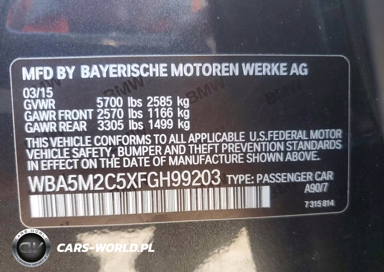 2015 BMW 535 Igt VIN:WBA5M2C5XFGH99203 - 12