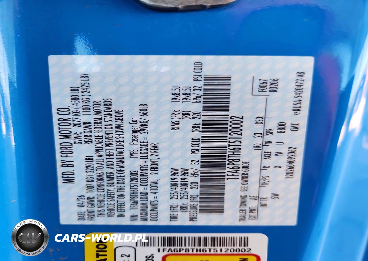 2026 Ford Mustang VIN:1FA6P8TH6T5120002 - 12