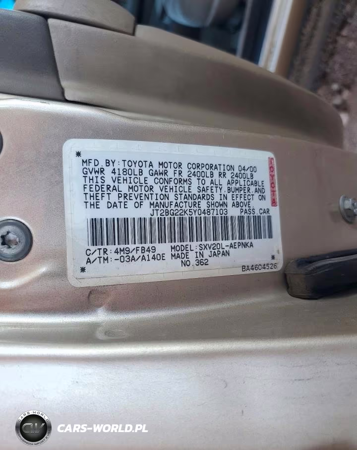 2000 Toyota Camry Le VIN:JT2BG22K5Y0487103 - 12