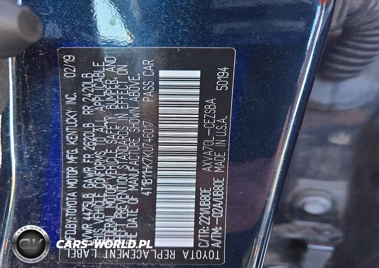 2019 Toyota Camry Se VIN:4T1B11HK7KU746017 - 12