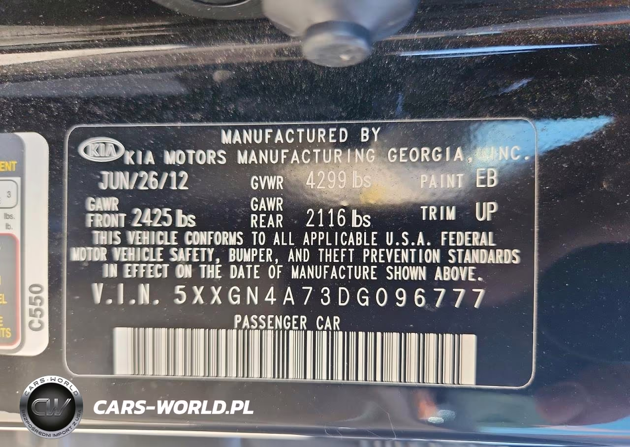 2013 Kia Optima Ex VIN:5XXGN4A73DG096777 - 12