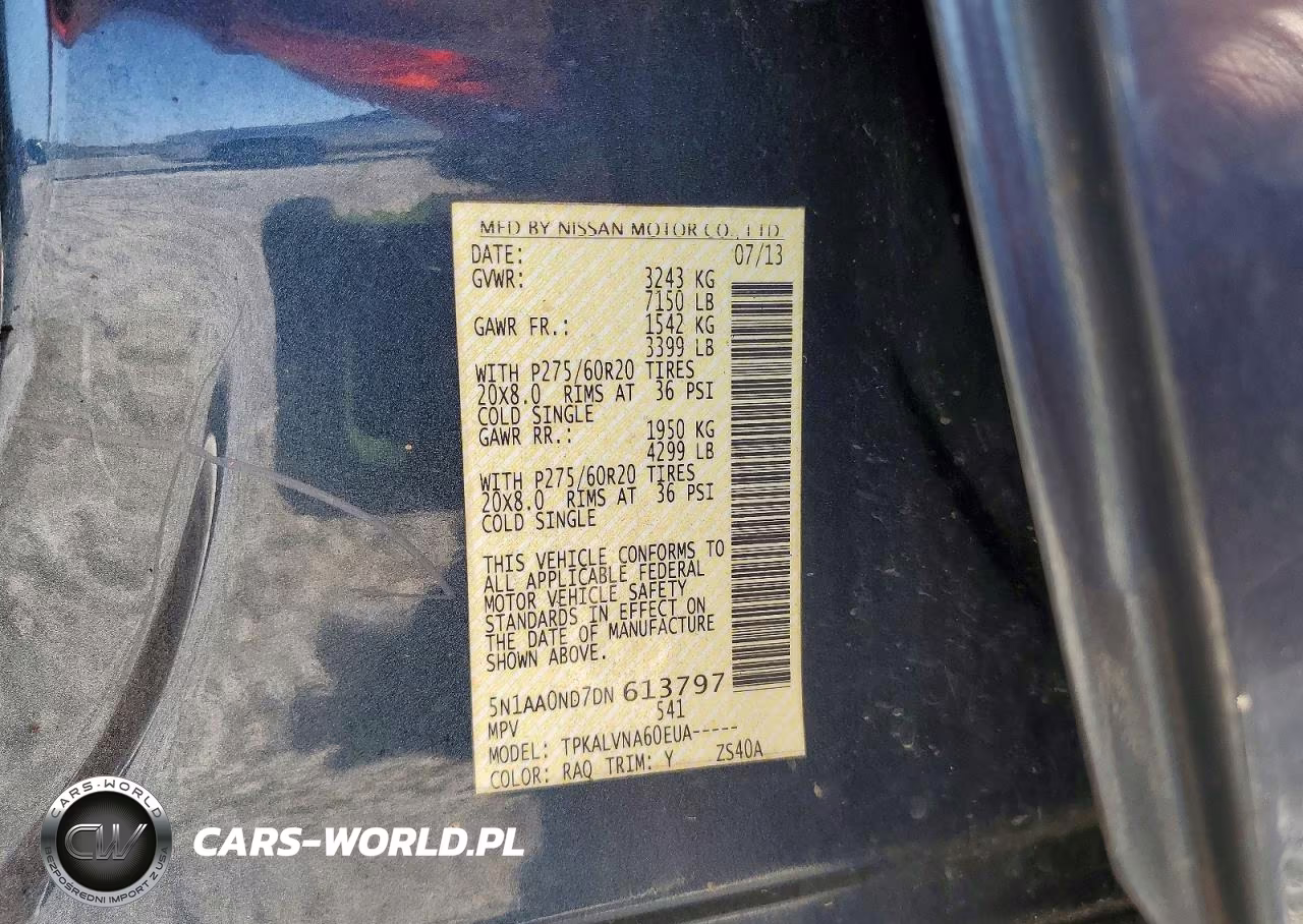 2013 Nissan Armada Sv VIN:5N1AA0ND7DN613797 - 13