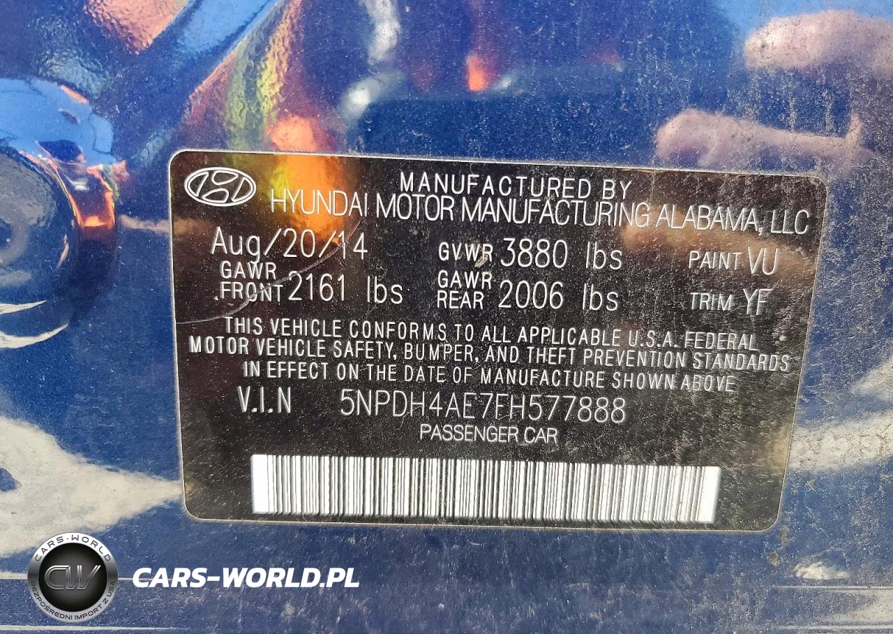 2015 Hyundai Elantra Se VIN:5NPDH4AE7FH577888 - 13
