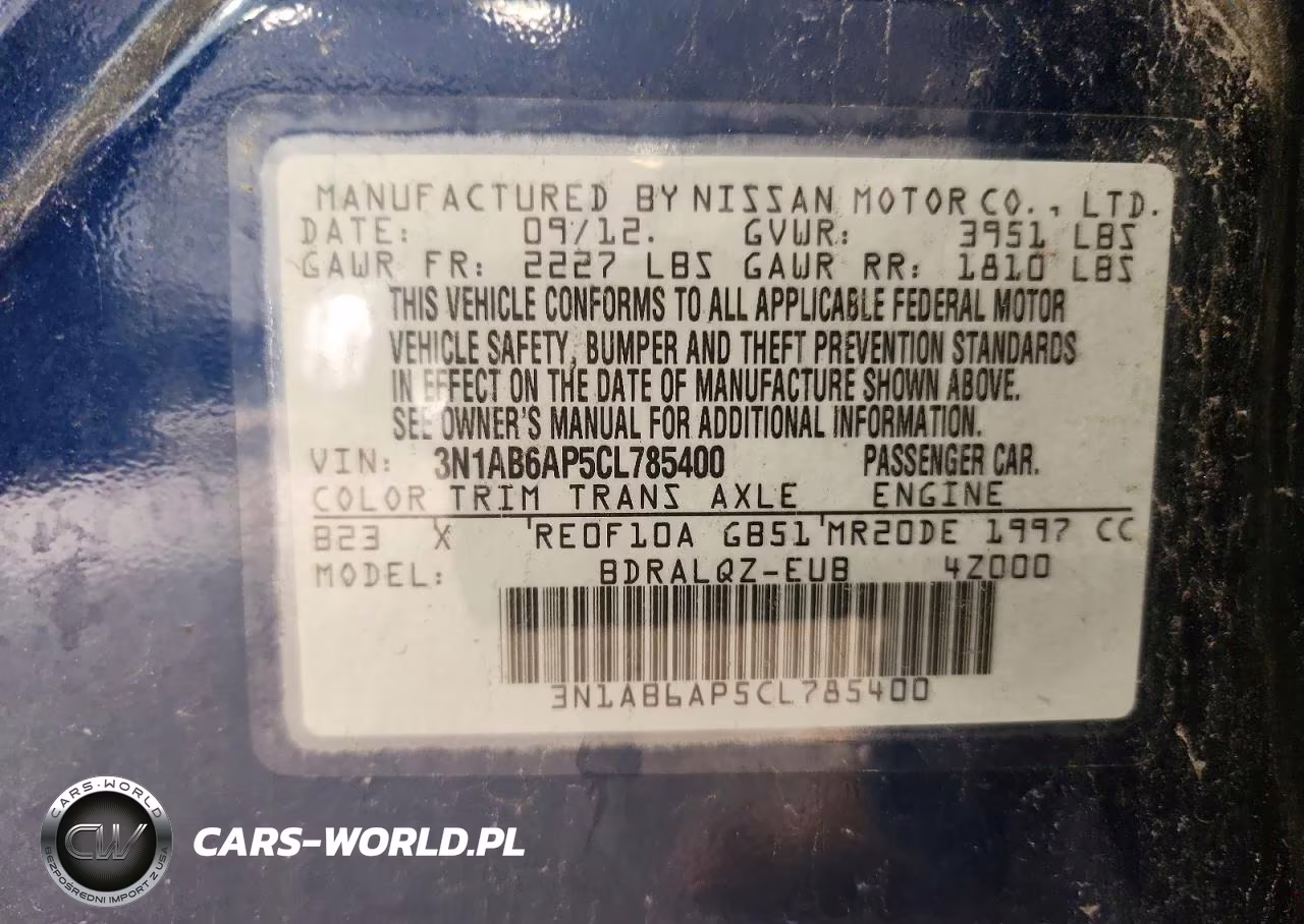 2012 Nissan Sentra 2.0 VIN:3N1AB6AP5CL785400 - 12