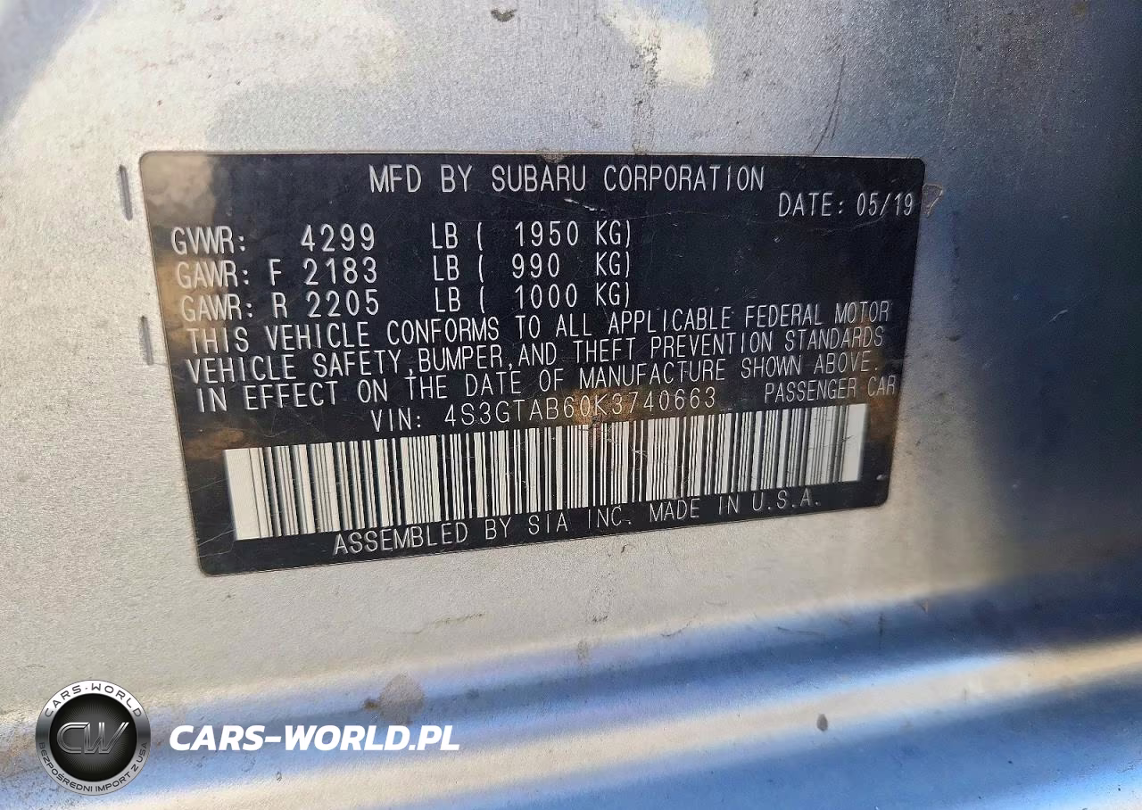 2019 Subaru Impreza VIN:4S3GTAB60K3740663 - 12
