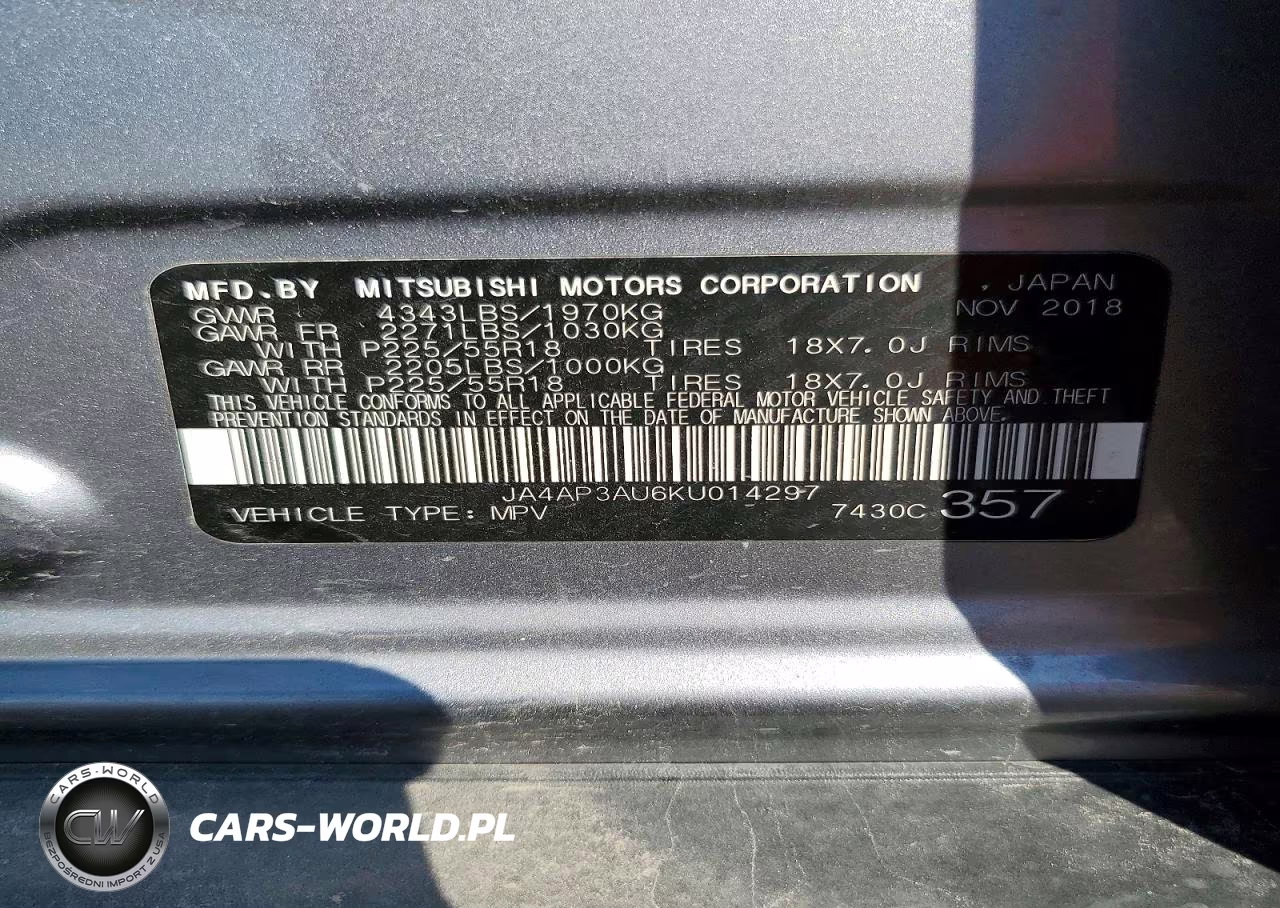 2019 Mitsubishi Outlander Sport Es VIN:JA4AP3AU6KU014297 - 12