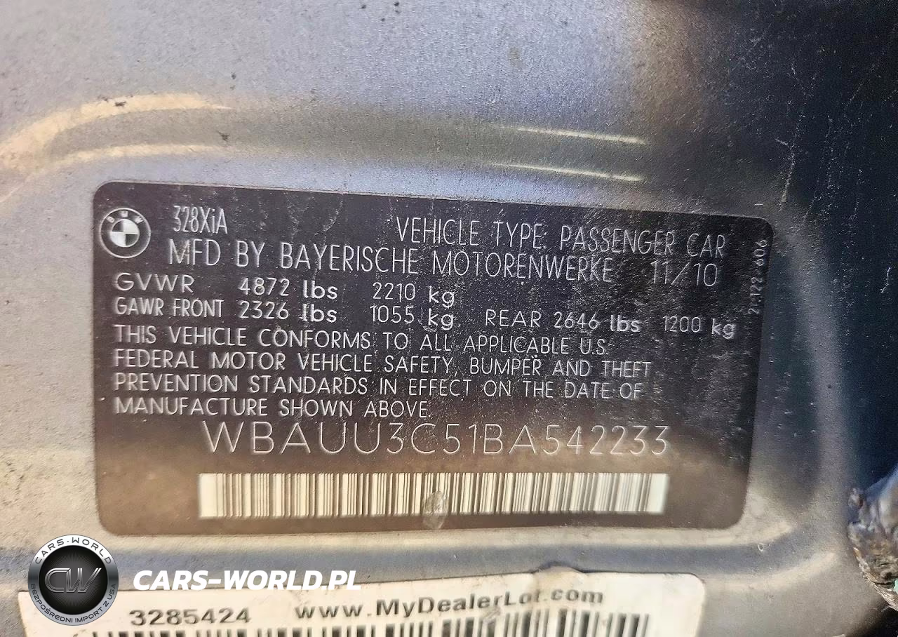 2011 BMW 328 Xi VIN:WBAUU3C51BA542233 - 12