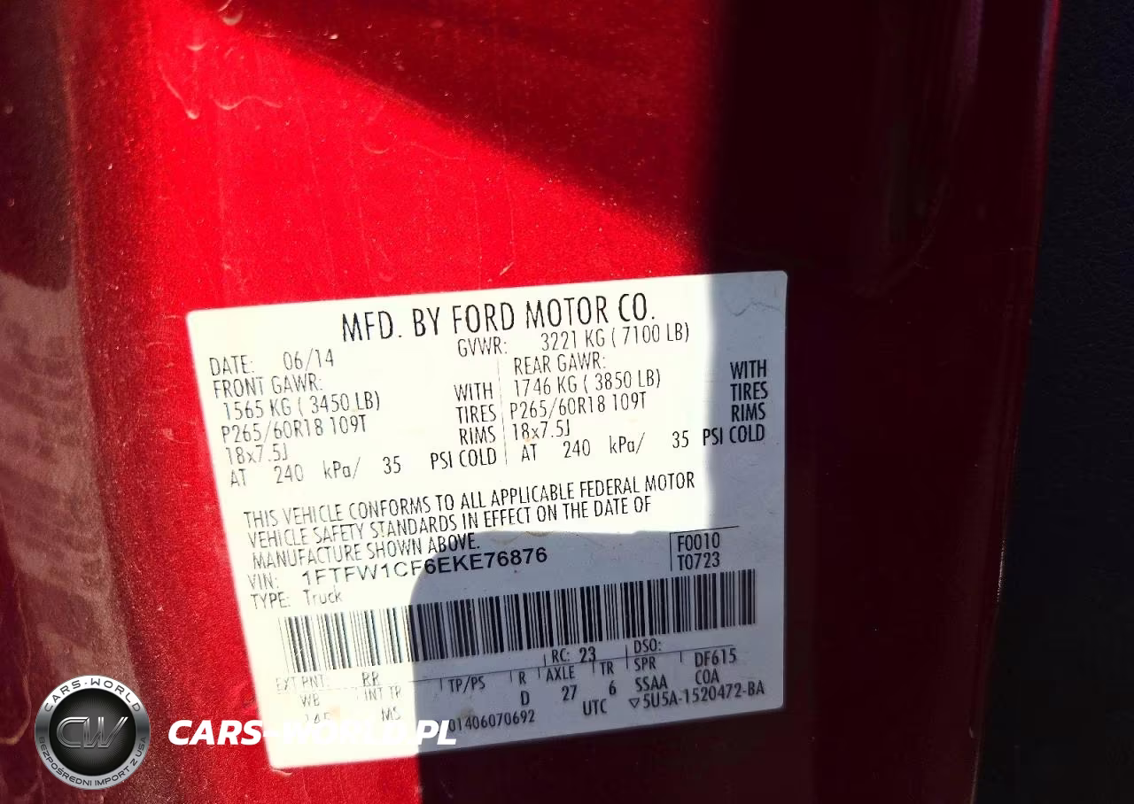 2014 Ford F150 Supercrew VIN:1FTFW1CF6EKE76876 - 12