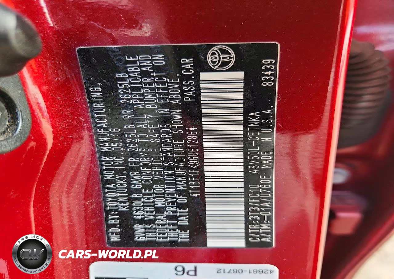 2016 Toyota Camry Le VIN:4T1BF1FK9GU612864 - 12