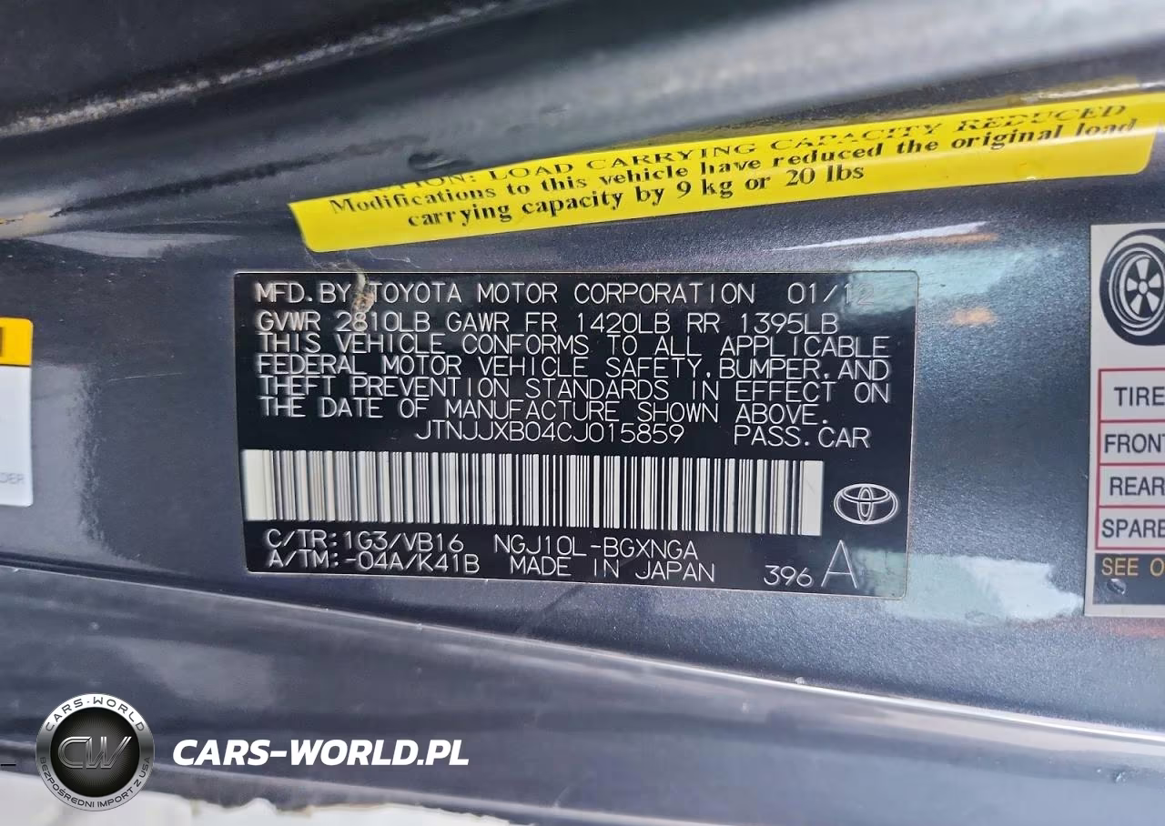 2012 Scion Iq Base VIN:JTNJJXB04CJ015859 - 12