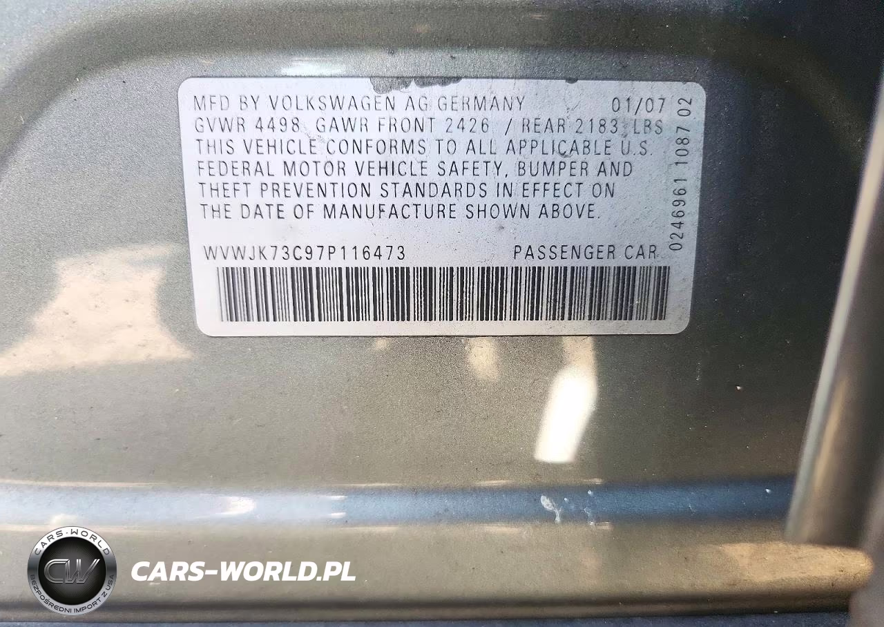 2007 Volkswagen Passat VIN:WVWJK73C97P116473 - 12