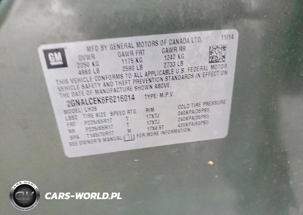 2015 Chevrolet Equinox Lt VIN:2GNALCEK6F6216014 - 12