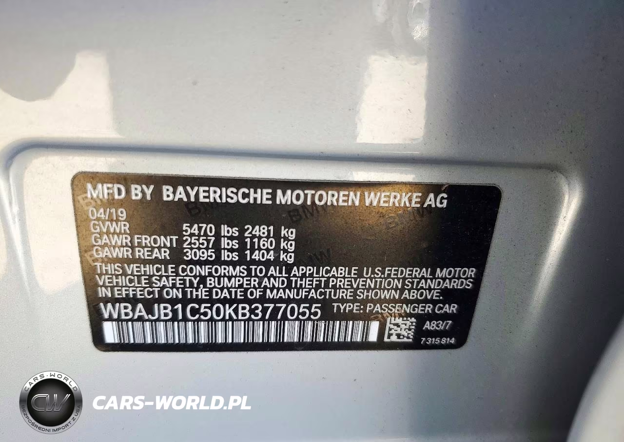 2019 BMW 530Xe VIN:WBAJB1C50KB377055 - 13