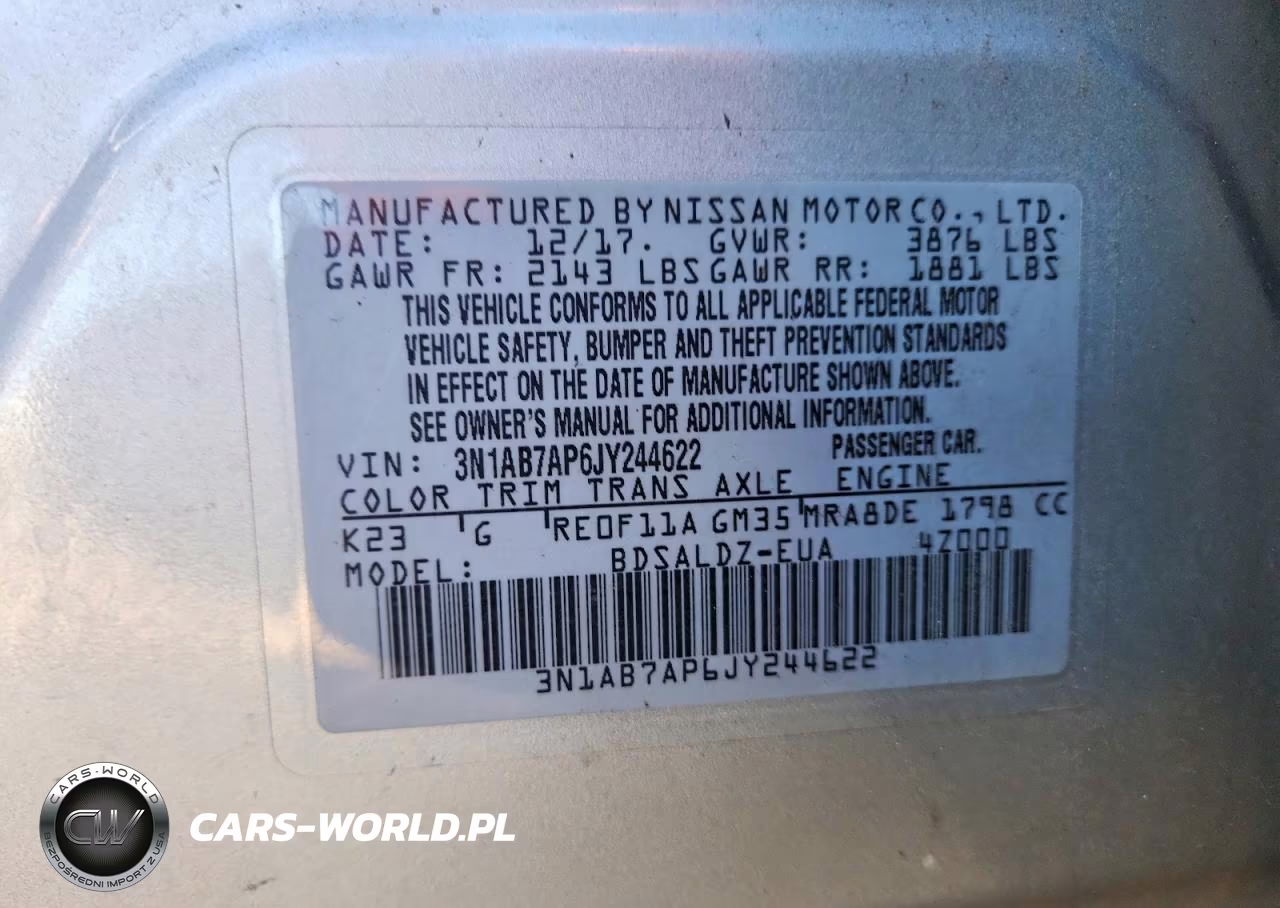 2018 Nissan Sentra Sv VIN:3N1AB7AP6JY244622 - 12