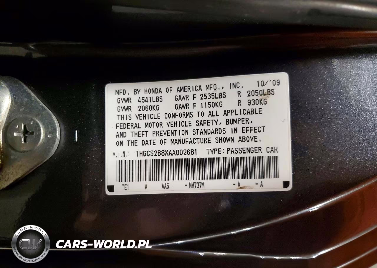 2010 Honda Accord Exl VIN:1HGCS2B8XAA002681 - 12