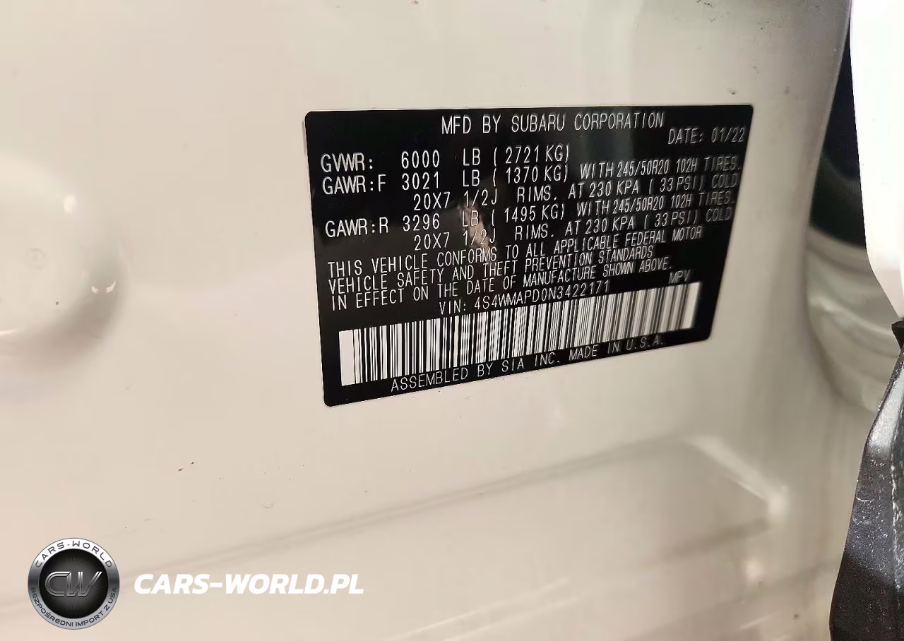 2022 Subaru Ascent Limited VIN:4S4WMAPD0N3422171 - 14