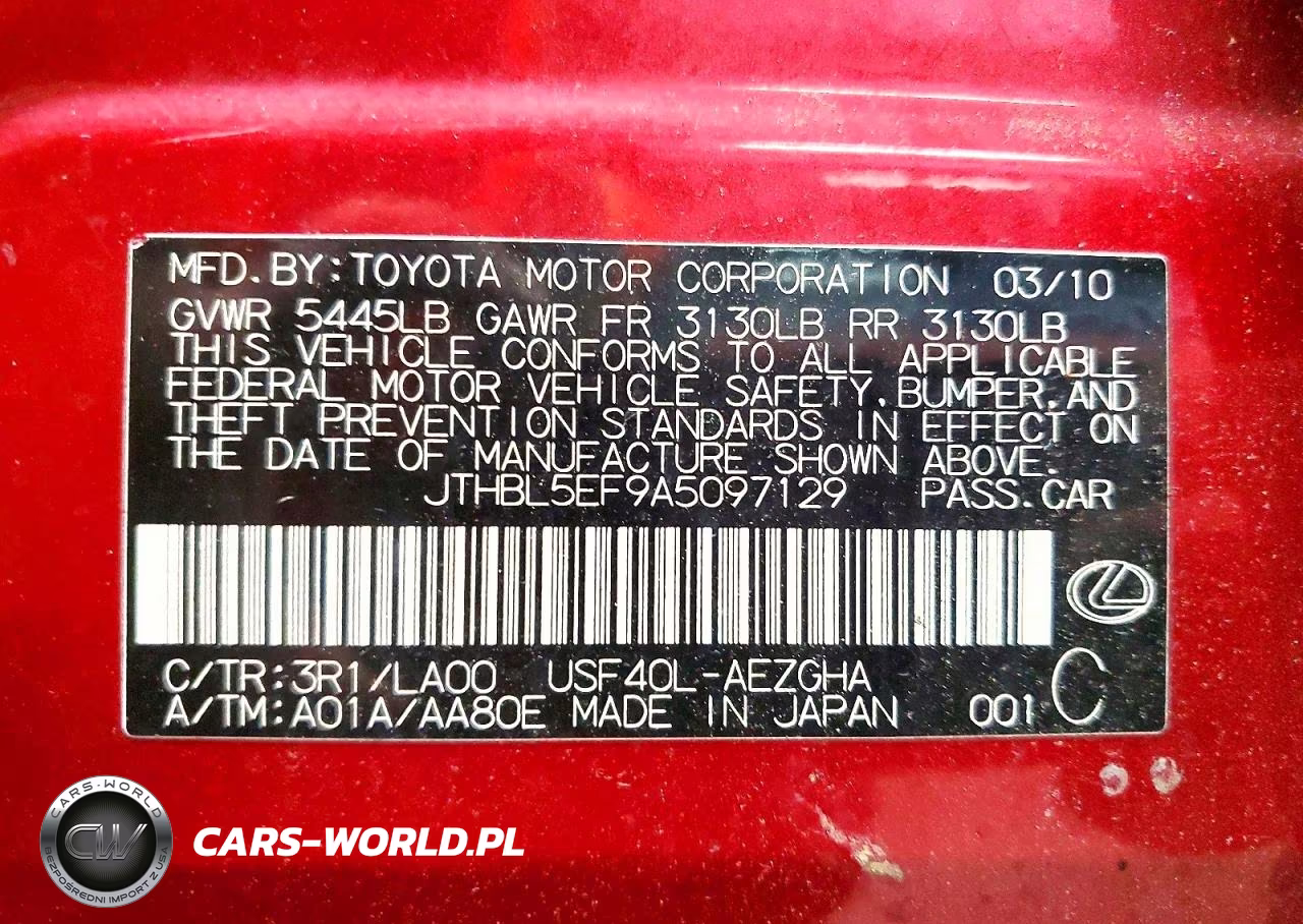2010 Lexus Ls 460 VIN:JTHBL5EF9A5097129 - 12