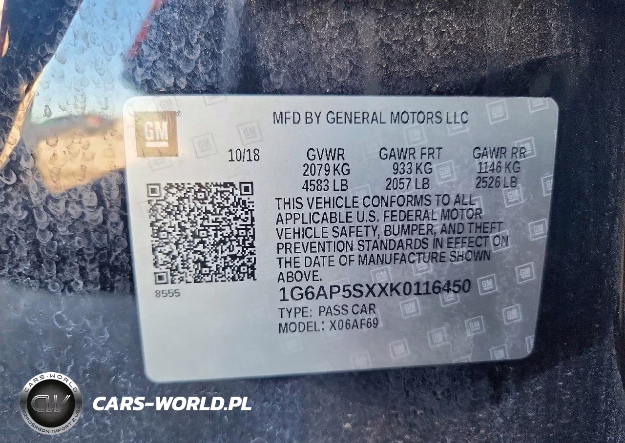 2019 Cadillac Cts VIN:1G6AP5SXXK0116450 - 12