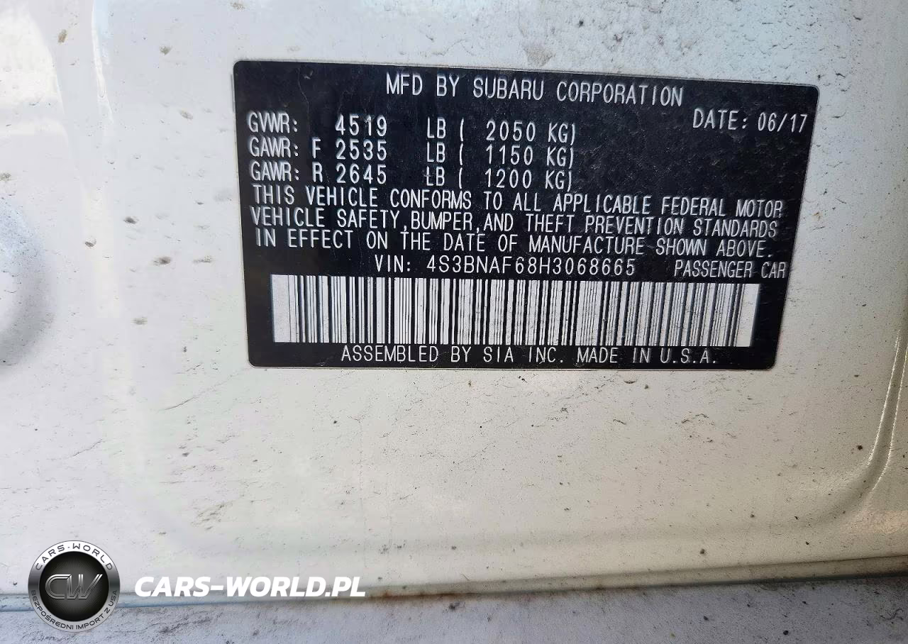 2017 Subaru Legacy 2.5I Premium VIN:4S3BNAF68H3068665 - 12