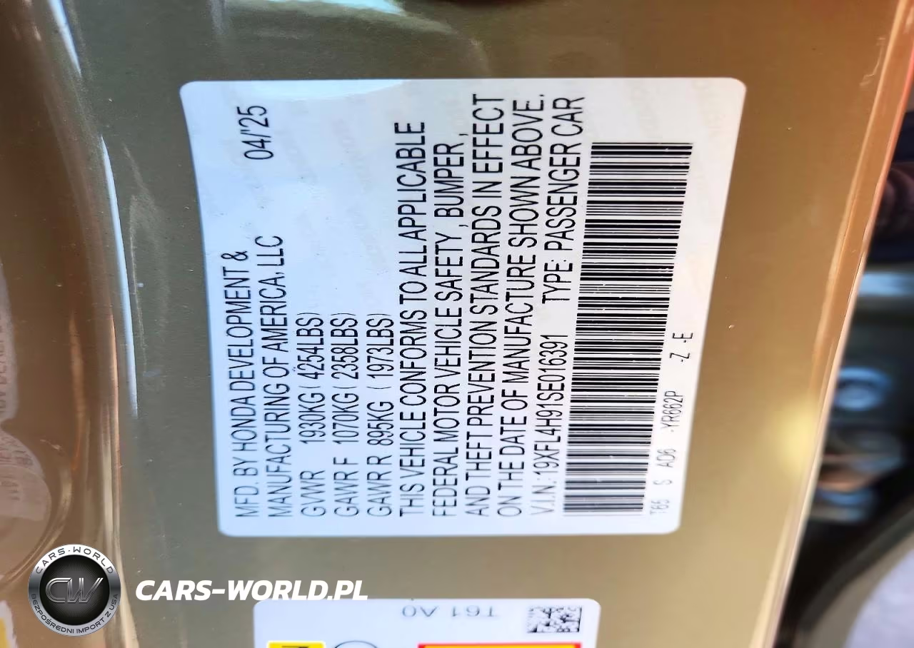 2025 Honda Civic Sport Touring VIN:19XFL4H91SE016391 - 13