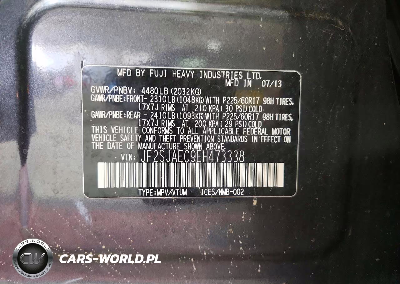 2014 Subaru Forester 2.5I Premium VIN:JF2SJAEC9EH473338 - 12