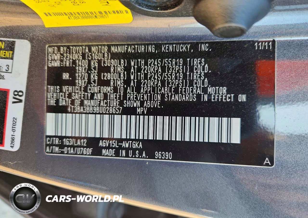 2011 Toyota Venza Awd 4Cyl VIN:4T3BA3BB9BU028657 - 13