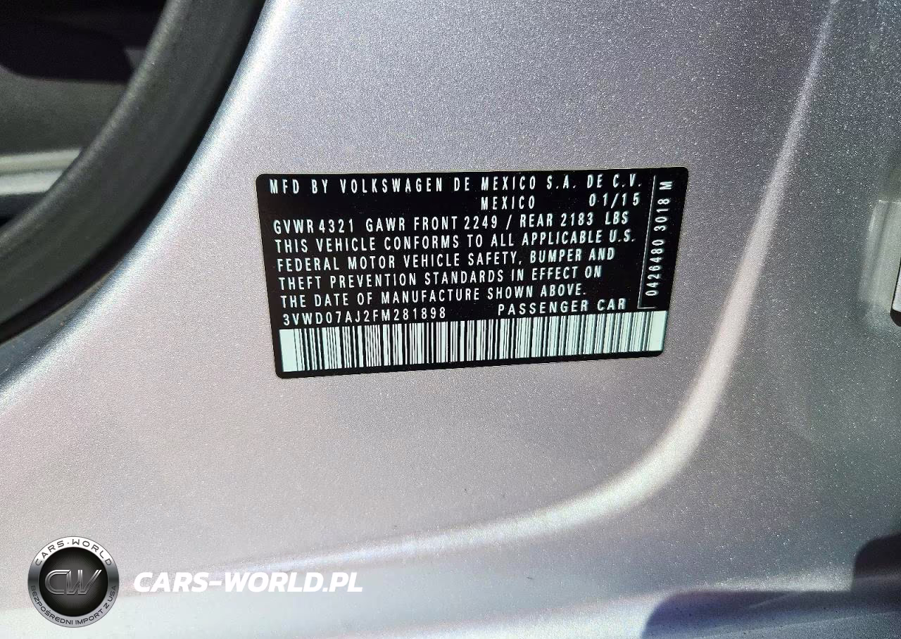 2015 Volkswagen Jetta Se VIN:3VWD07AJ2FM281898 - 12