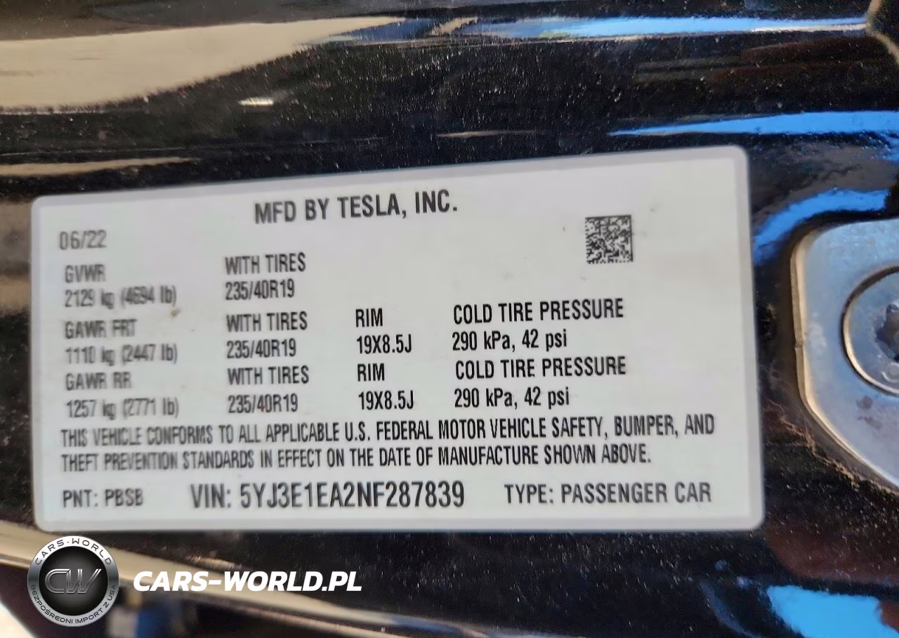 2022 Tesla Model 3 VIN:5YJ3E1EA2NF287839 - 13