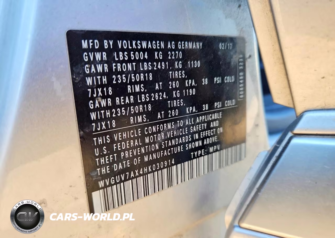 2017 Volkswagen Tiguan Sport VIN:WVGUV7AX4HK030914 - 13