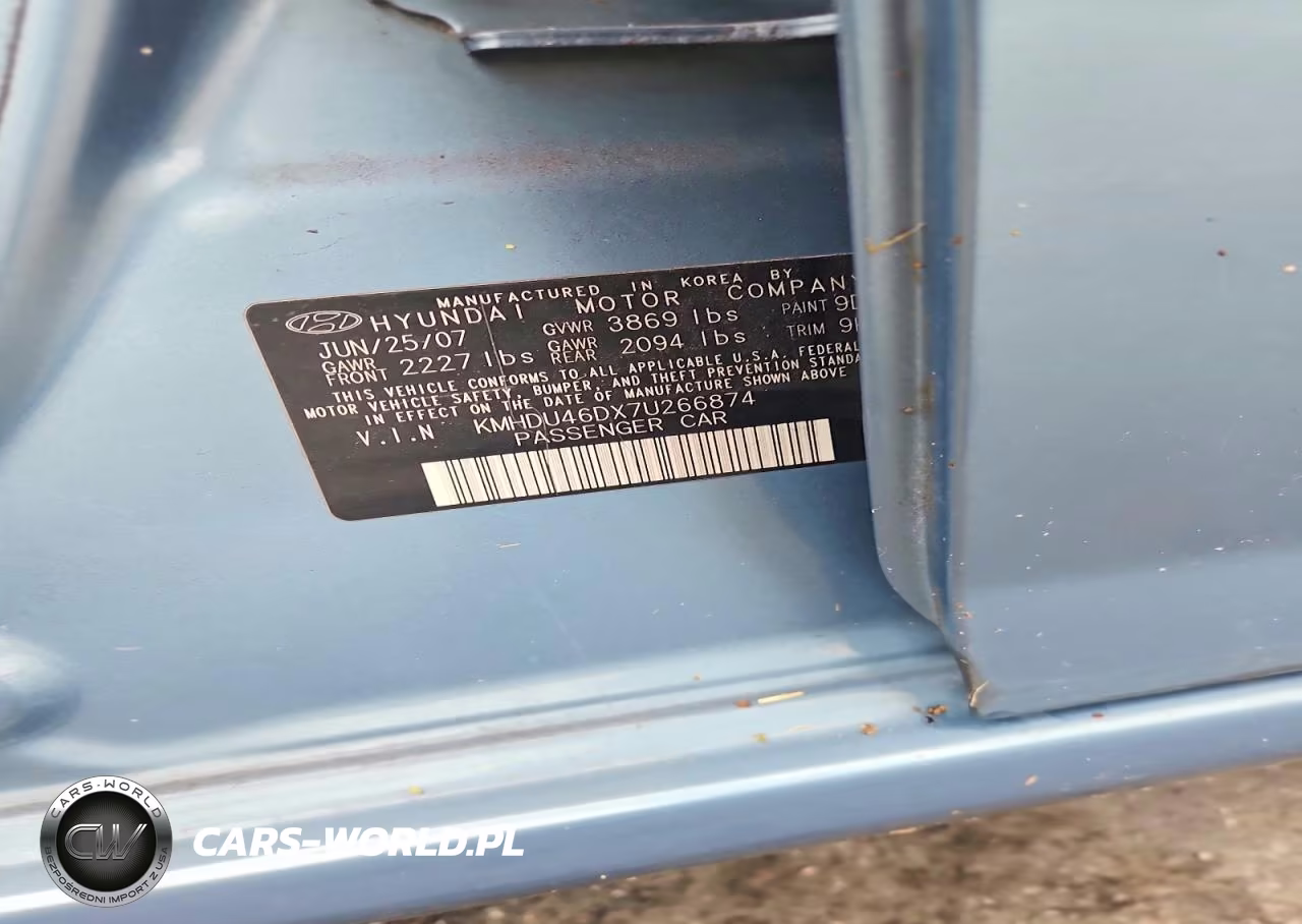 2007 Hyundai Elantra Gls VIN:KMHDU46DX7U266874 - 12