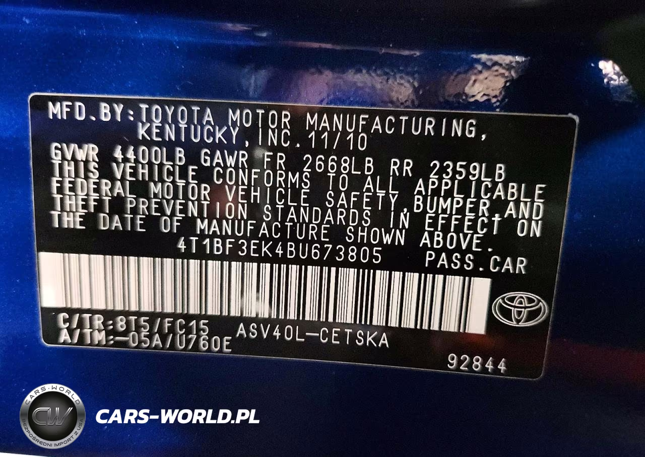 2011 Toyota Camry Se VIN:4T1BF3EK4BU673805 - 12