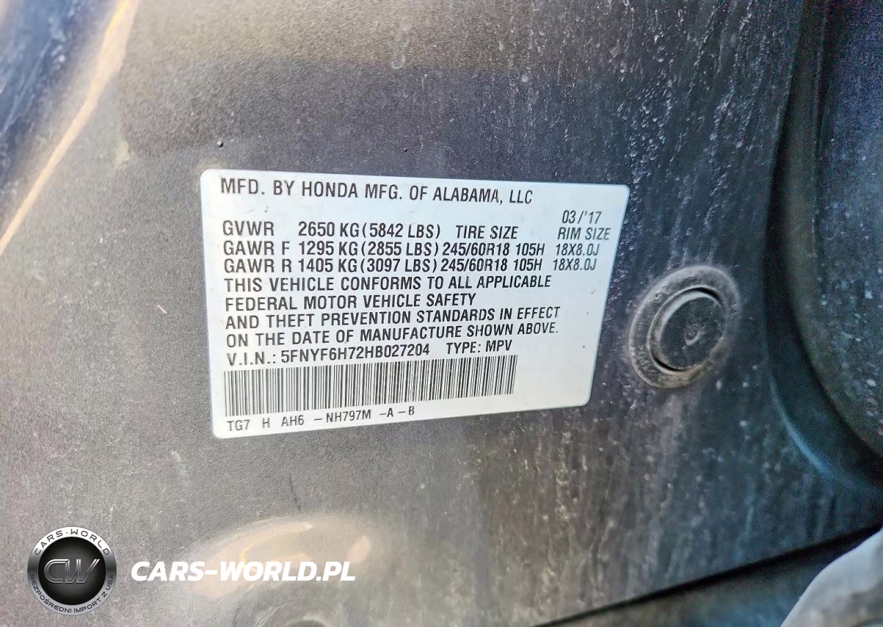 2017 Honda Pilot Exln VIN:5FNYF6H72HB027204 - 13