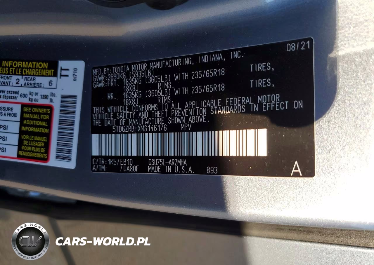 2021 Toyota Highlander Xle VIN:5TDGZRBHXMS146176 - 13