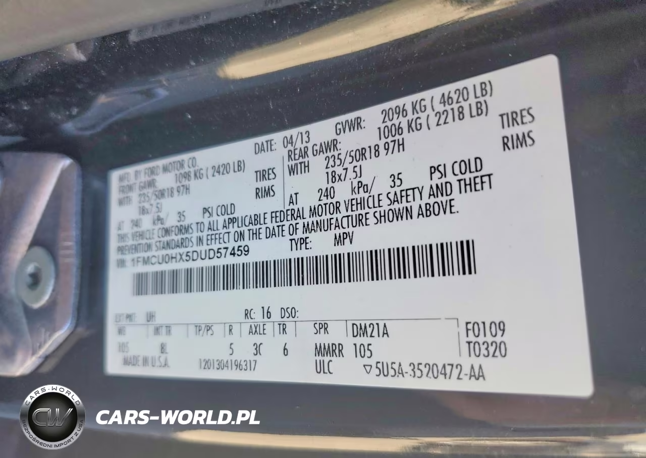 2013 Ford Escape Sel VIN:1FMCU0HX5DUD57459 - 13