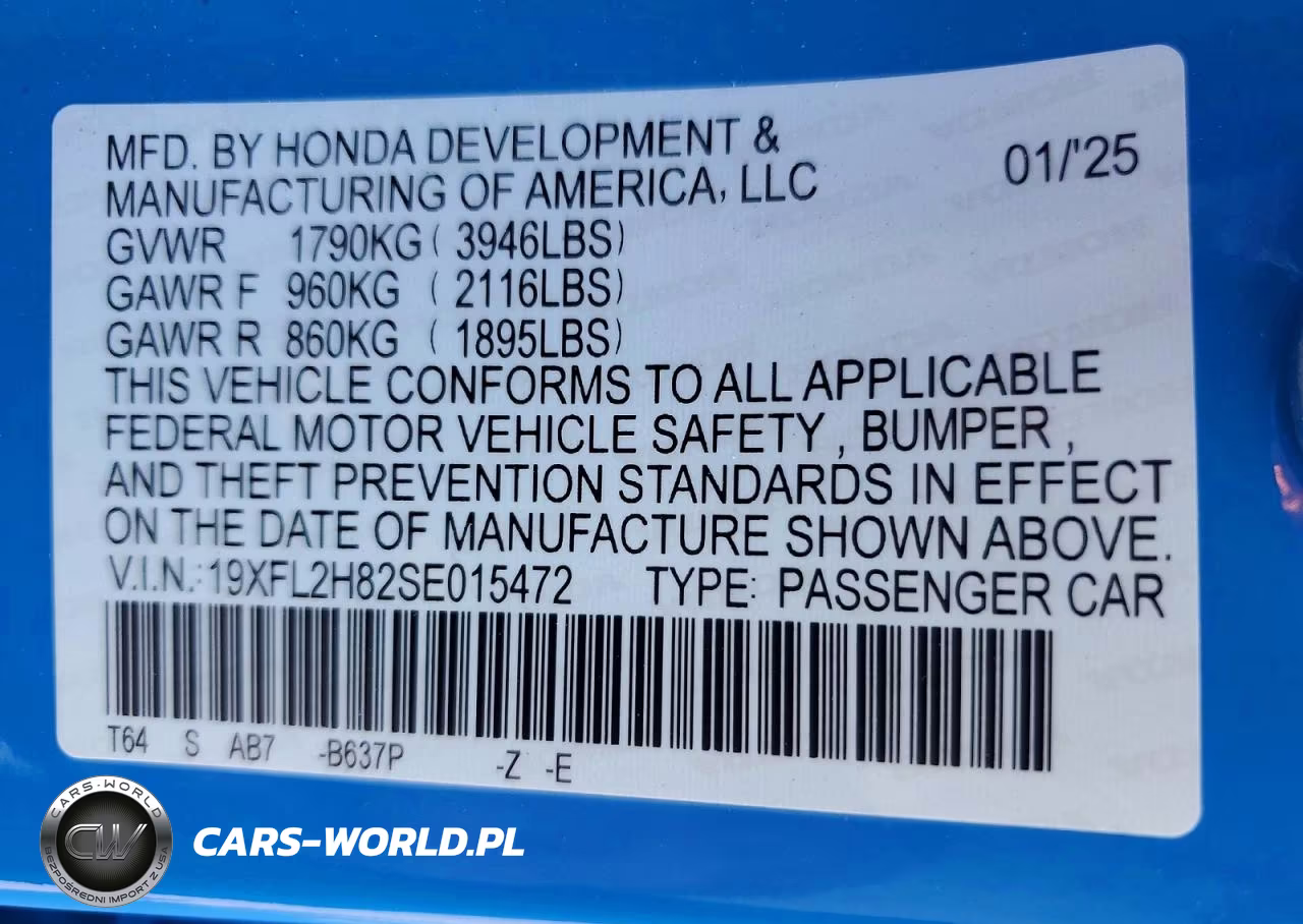 2025 Honda Civic Sport VIN:19XFL2H82SE015472 - 12