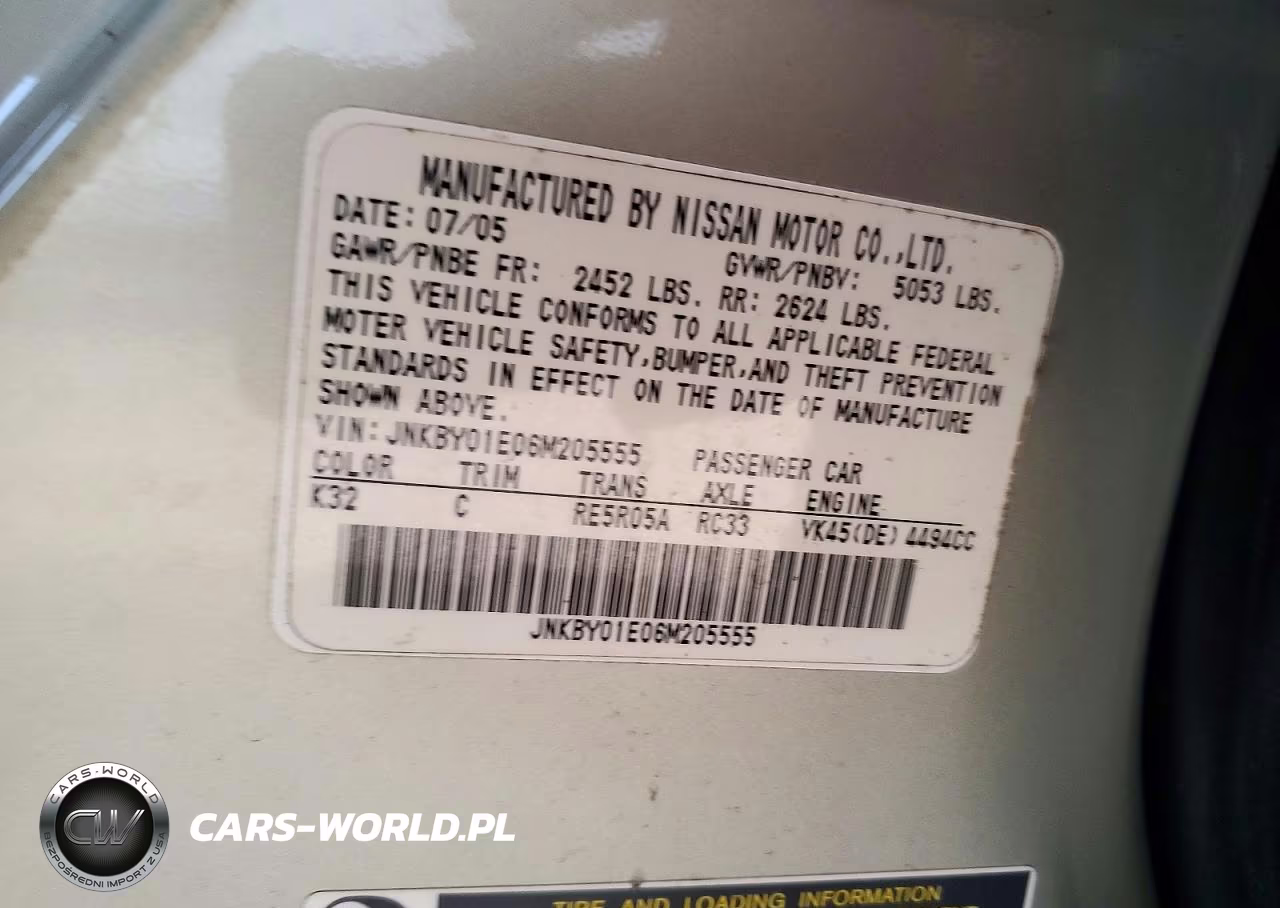 2006 Infiniti M45 Base VIN:JNKBY01E06M205555 - 12