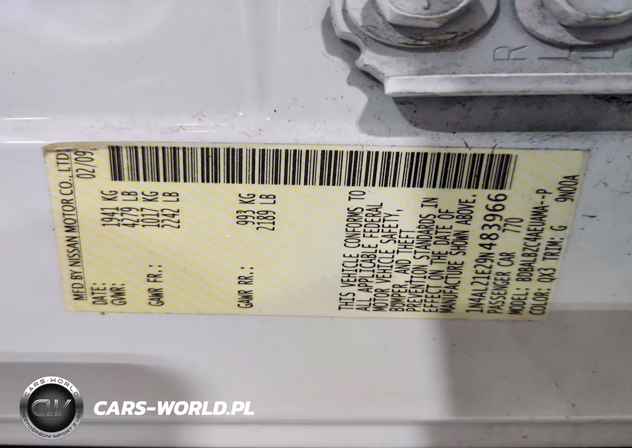 2009 Nissan Altima 2.5 VIN:1N4AL21E29N483966 - 12