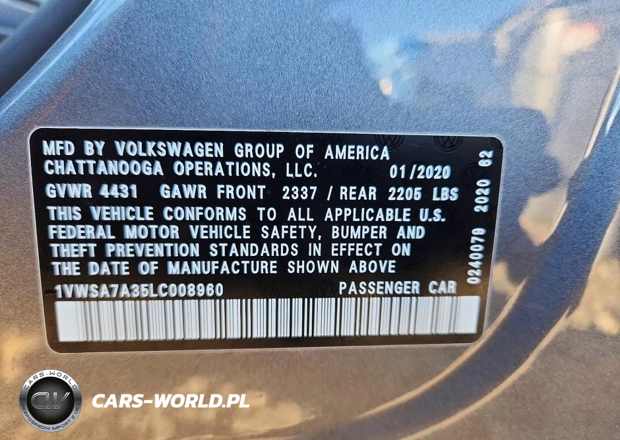 2020 Volkswagen Passat Se VIN:1VWSA7A35LC008960 - 12