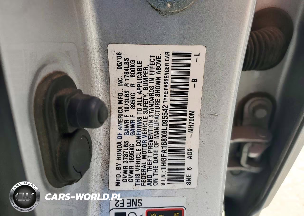 2006 Honda Civic Ex VIN:1HGFA168X6L095542 - 12