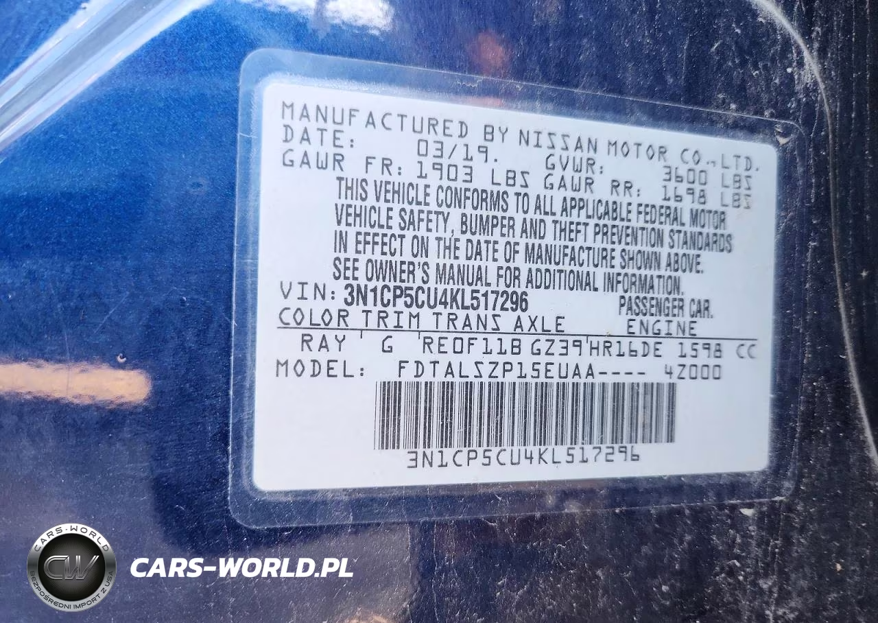 2019 Nissan Kicks Sv VIN:3N1CP5CU4KL517296 - 13