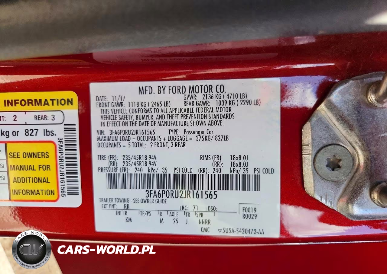 2018 Ford Fusion Titanium-Platinum Hev VIN:3FA6P0RU2JR161565 - 12