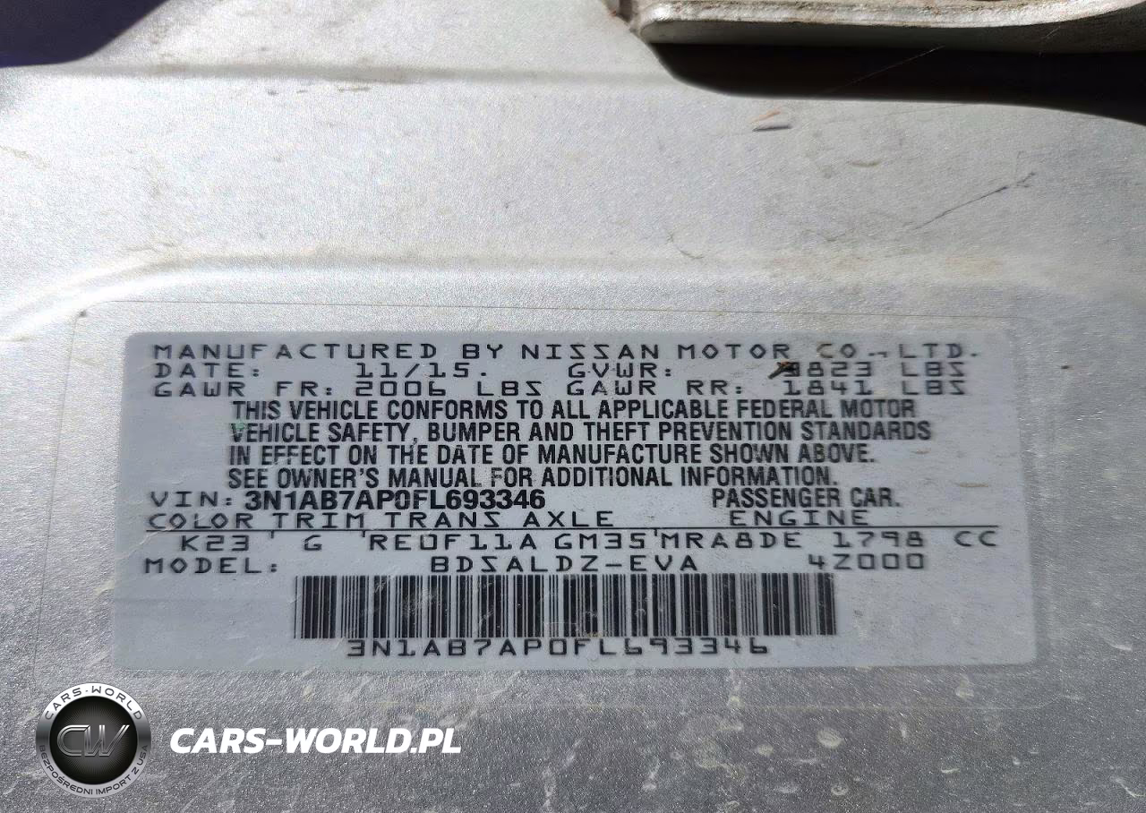 2015 Nissan Sentra Sv VIN:3N1AB7AP0FL693346 - 12
