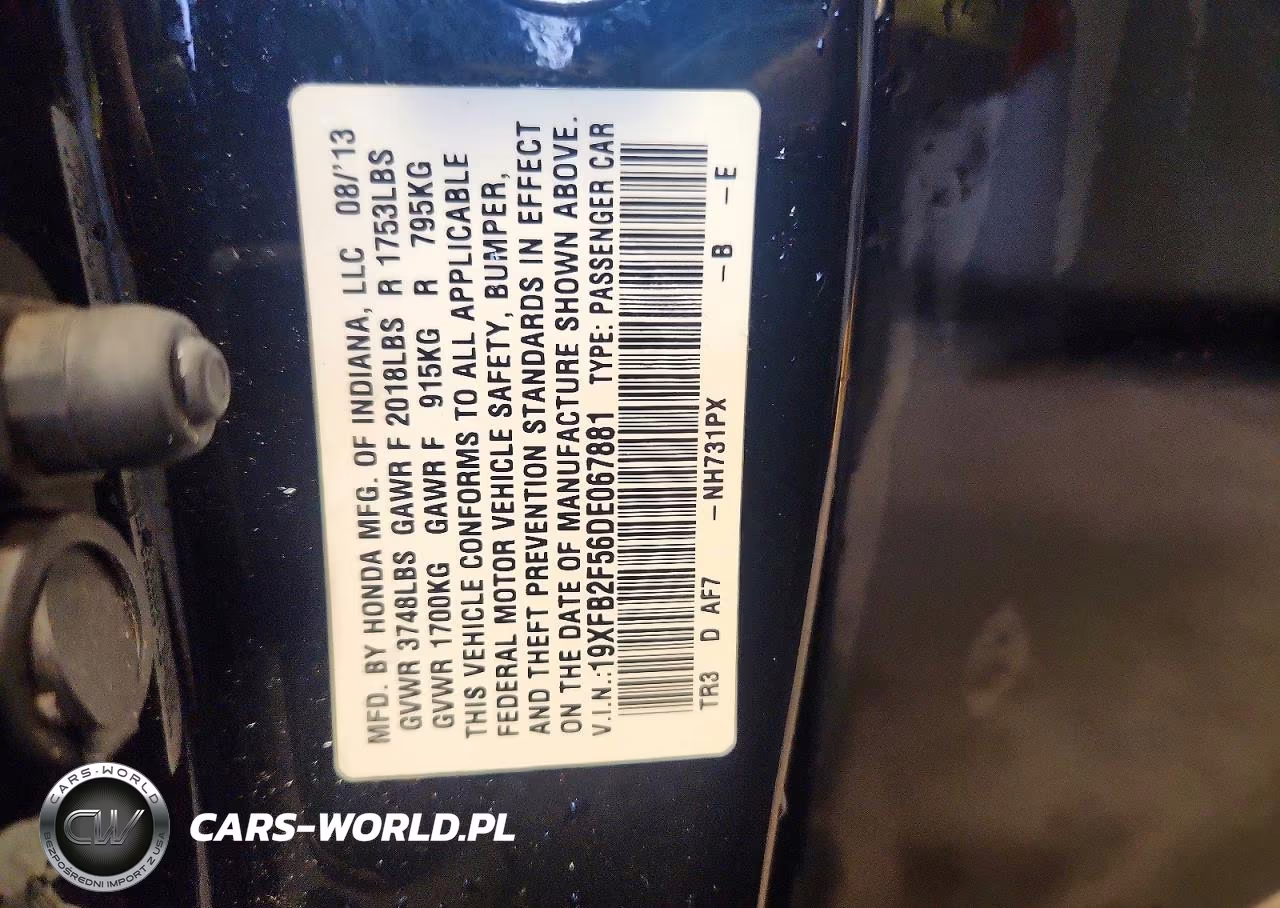 2013 Honda Civic Lx VIN:19XFB2F56DE067881 - 12