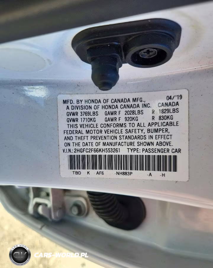 2019 Honda Civic Lx VIN:2HGFC2F66KH553261 - 12