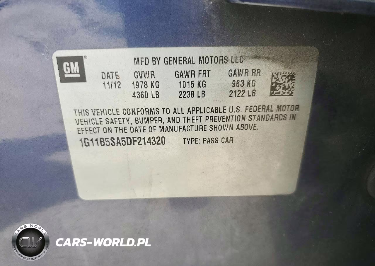 2013 Chevrolet Malibu Ls VIN:1G11B5SA5DF214320 - 12