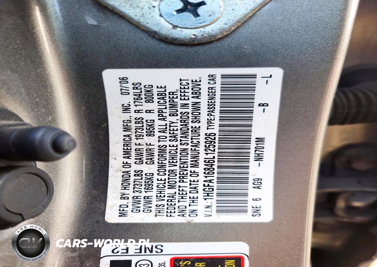 2006 Honda Civic Ex VIN:1HGFA16846L125926 - 12