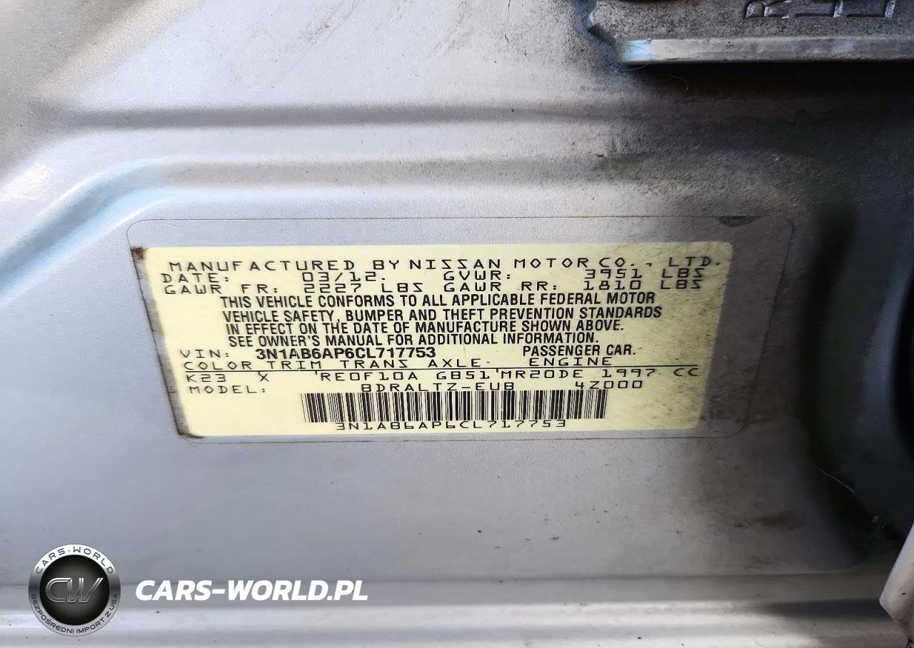 2012 Nissan Sentra 2.0 VIN:3N1AB6AP6CL717753 - 12