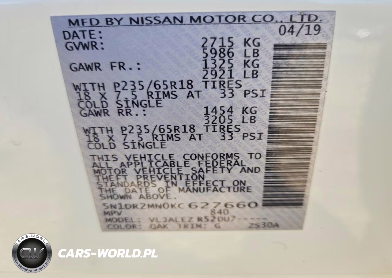 NISSAN PATHFINDER VIN:5N1DR2MN0KC627660 - 12
